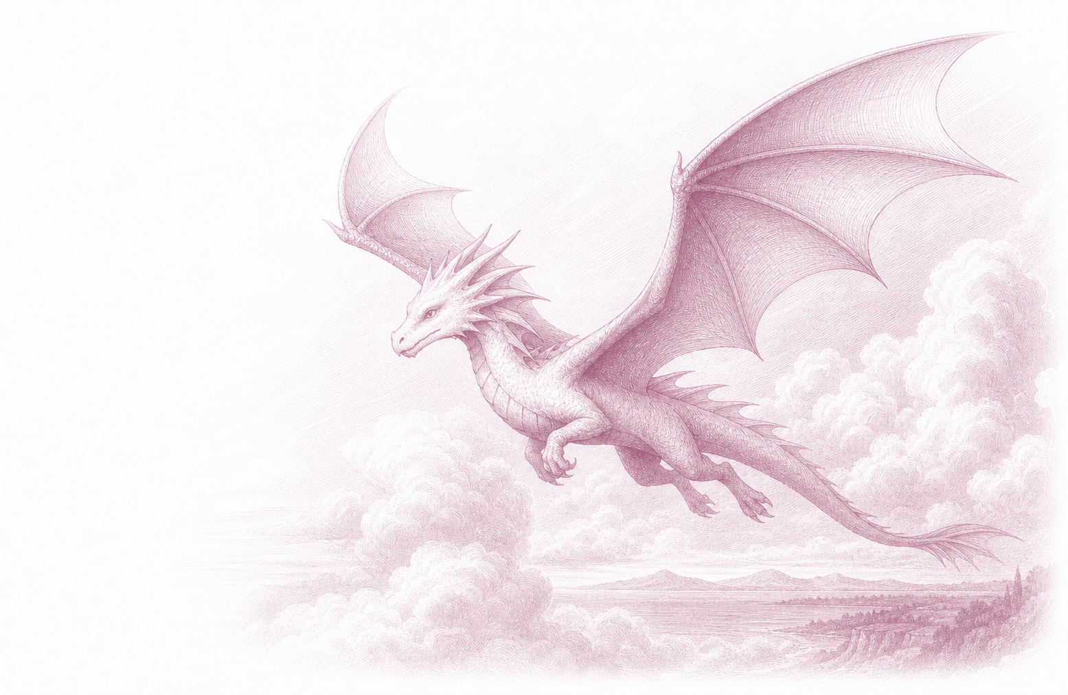 Renaissance-style rose-ink engraving illustration of the DragonFruit dragon emblem